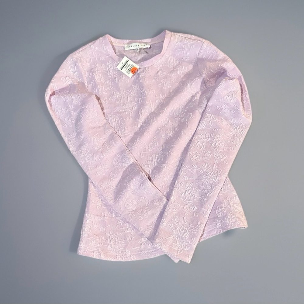Endless Rose Lavender Floral Textured Long Sleeve Top NWT XS